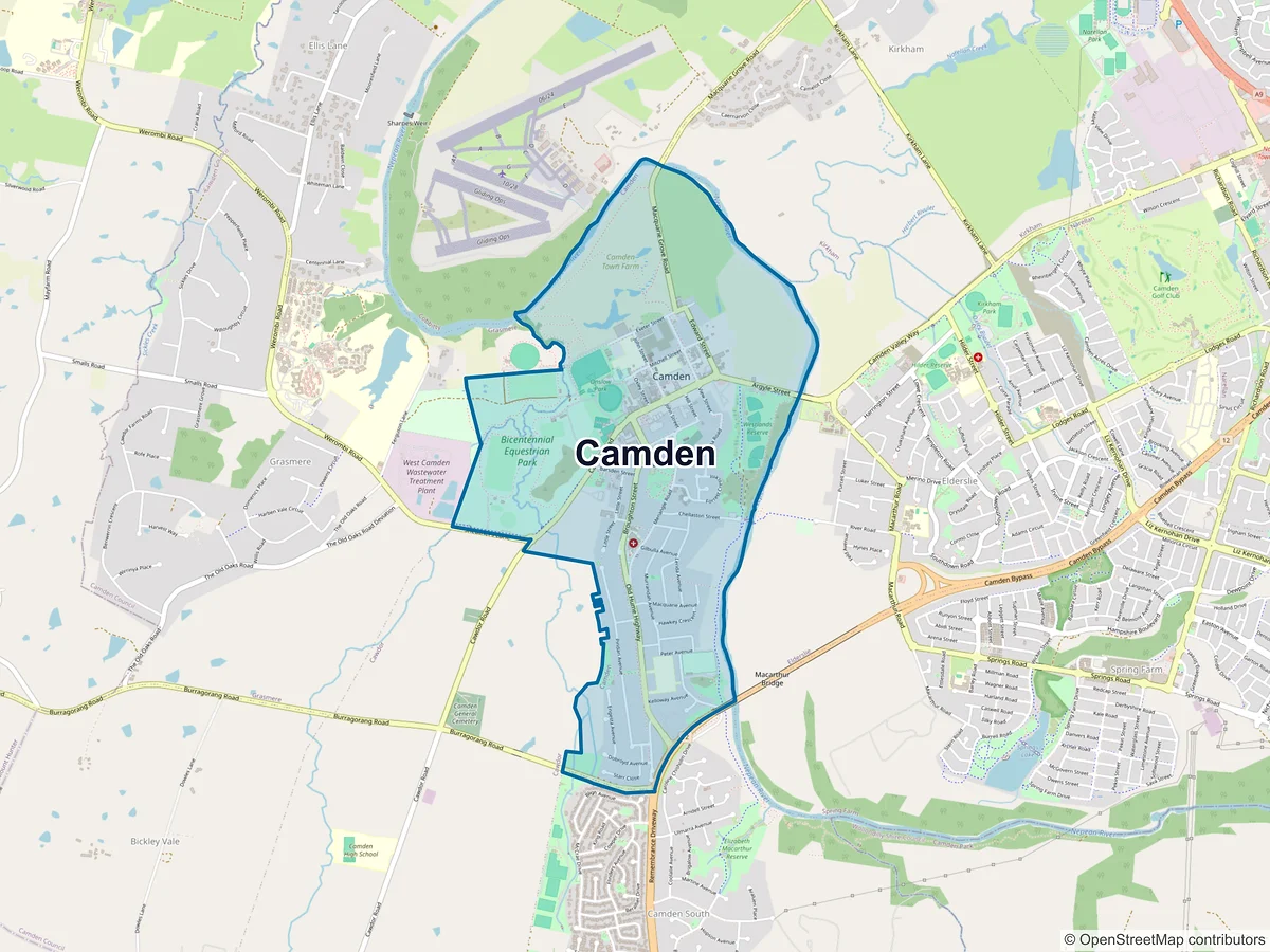 Map of Camden, NSW, Australia