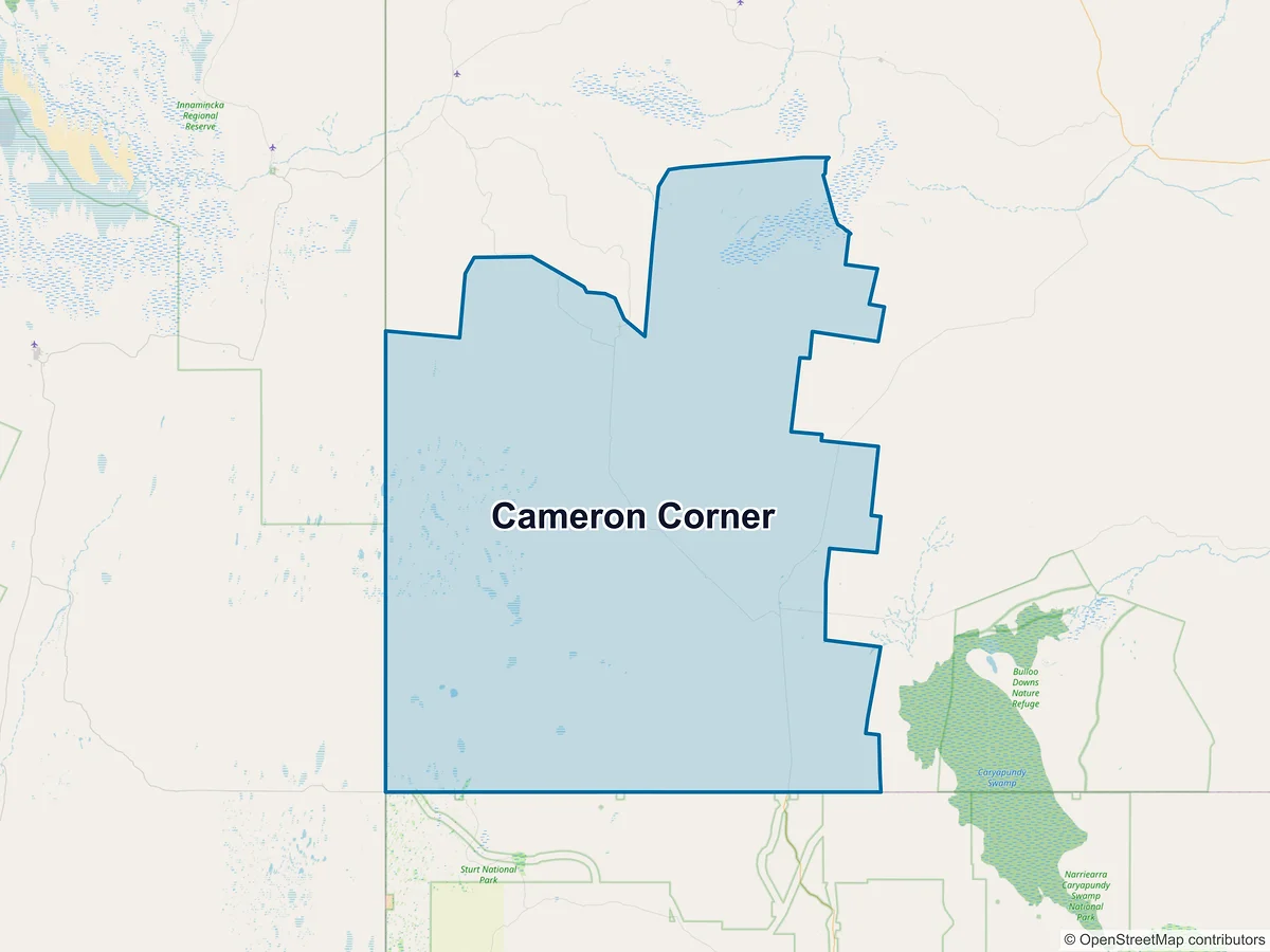 Map of Cameron Corner, QLD, Australia