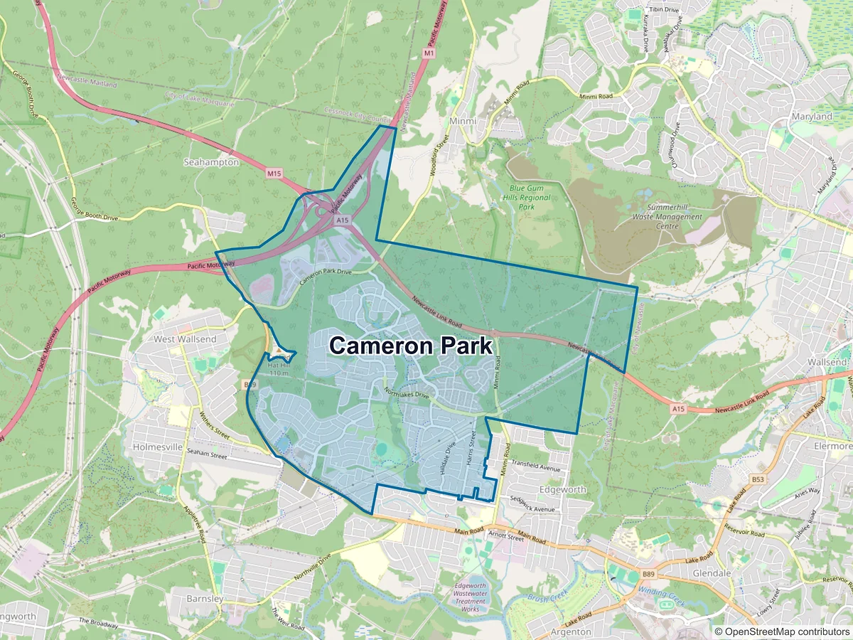 Map of Cameron Park, NSW, Australia