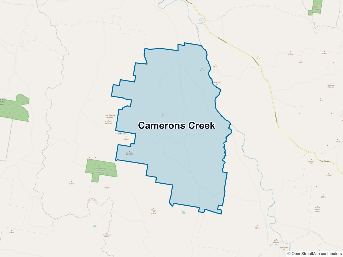 Map of Camerons Creek, NSW, Australia