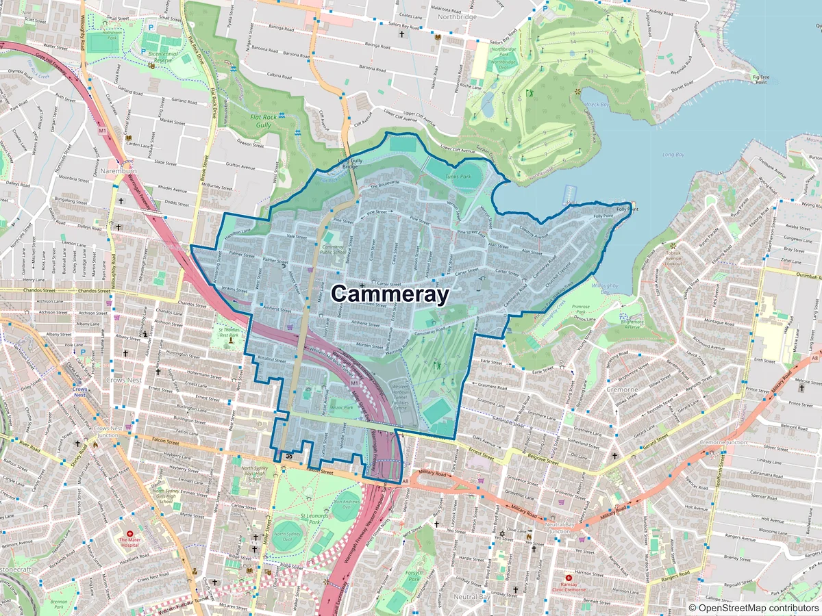 Map of Cammeray, NSW, Australia