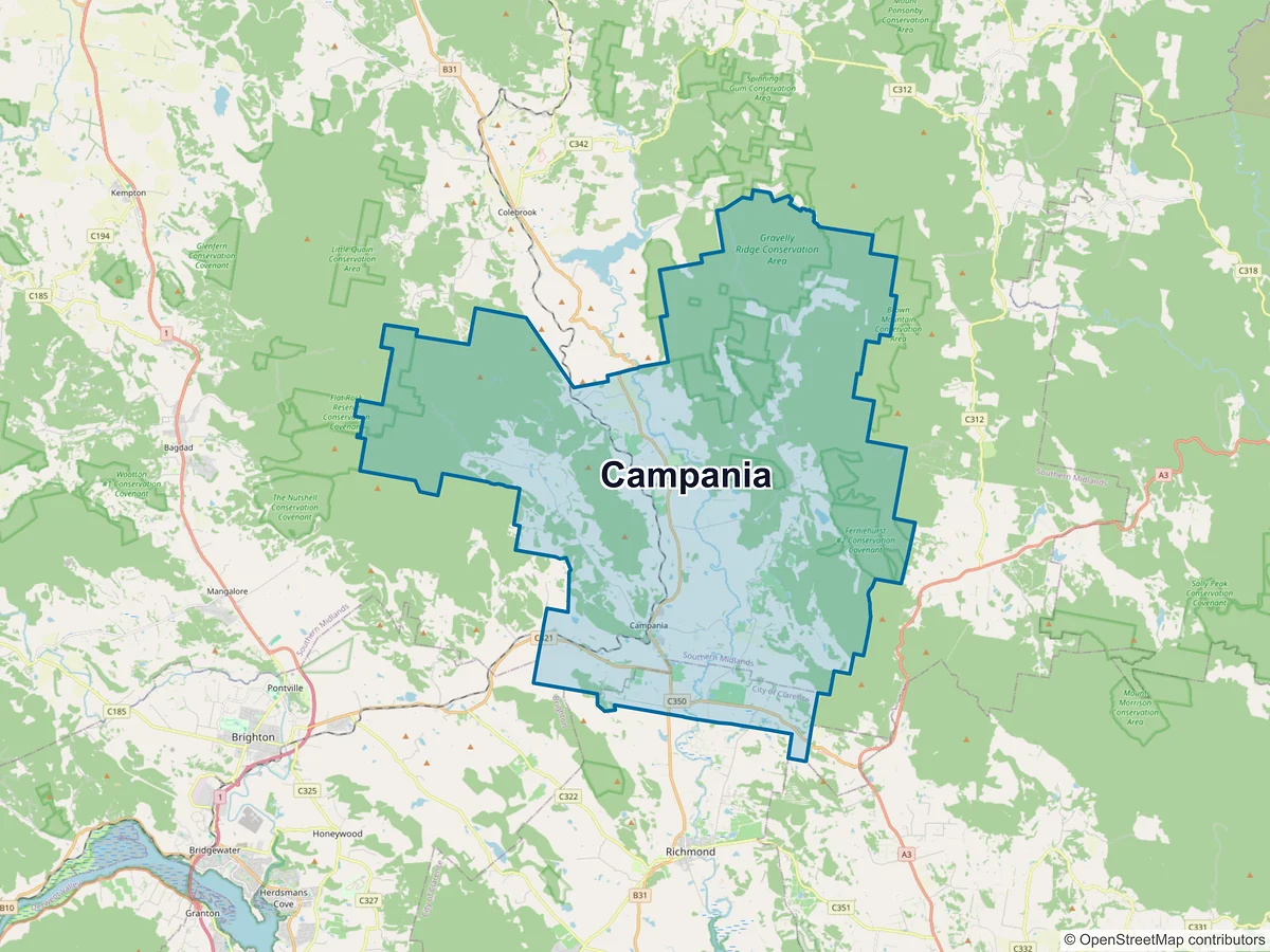 Map of Campania, TAS, Australia