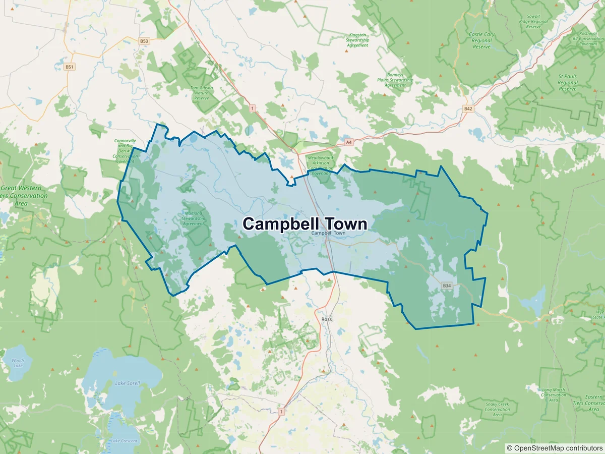 Map of Campbell Town, TAS, Australia