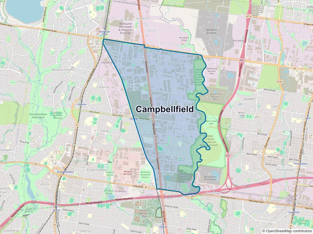Map of Campbellfield, VIC, Australia