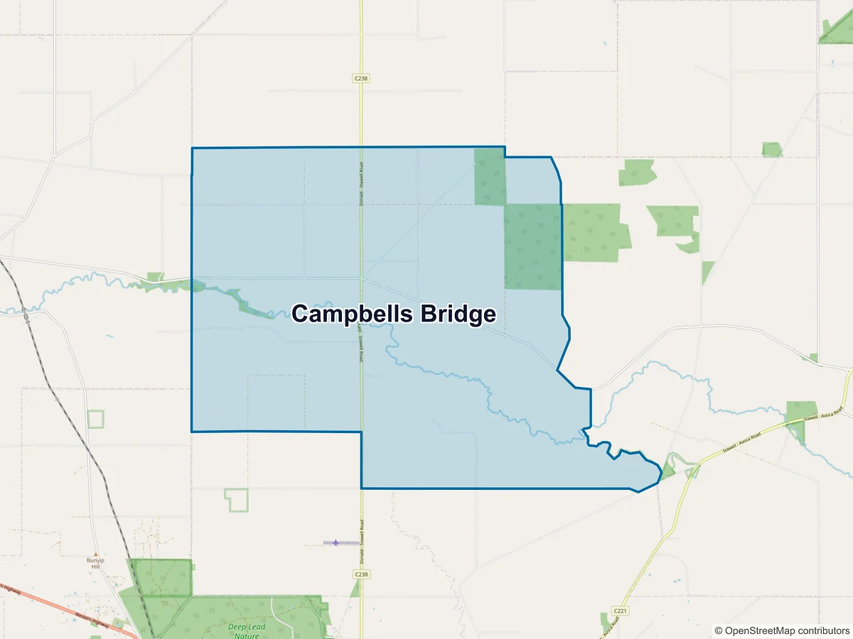 Map of Campbells Bridge, VIC, Australia