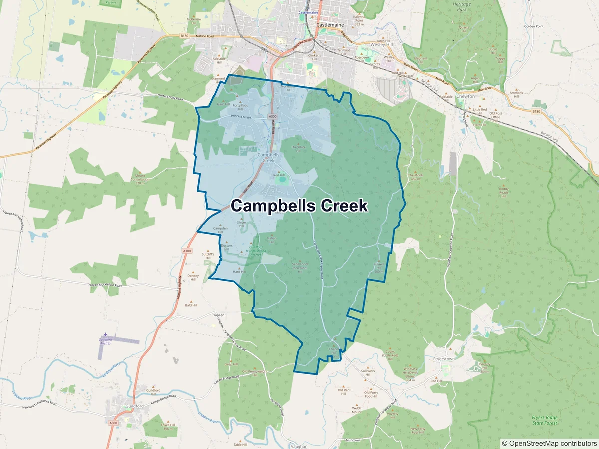Map of Campbells Creek, VIC, Australia