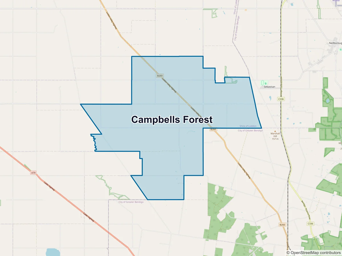 Map of Campbells Forest, VIC, Australia