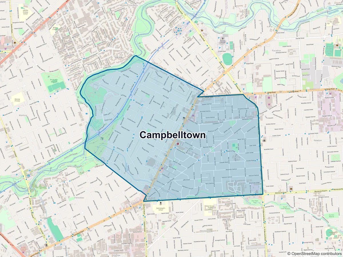 Map of Campbelltown, SA, Australia