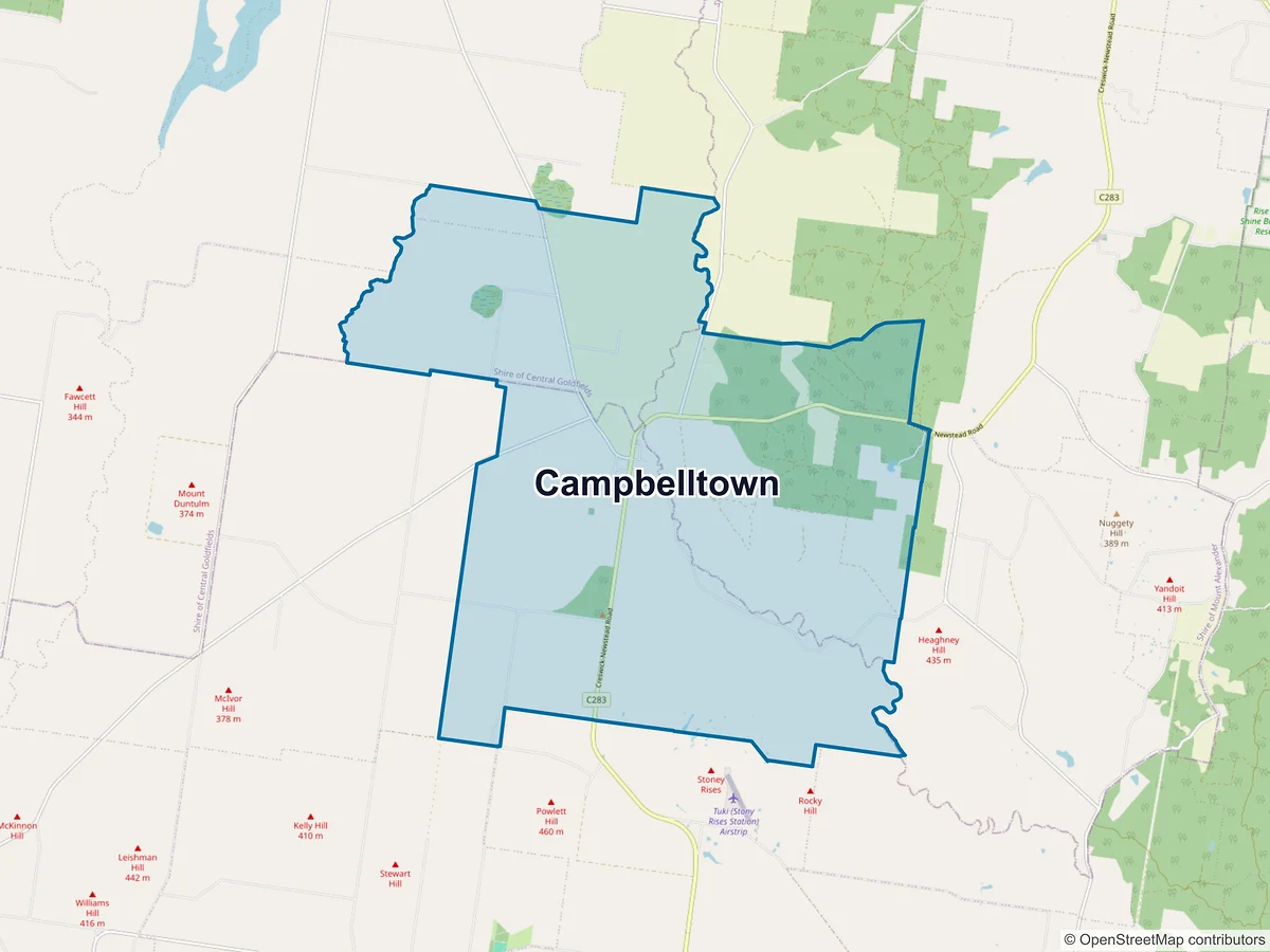 Map of Campbelltown, VIC, Australia