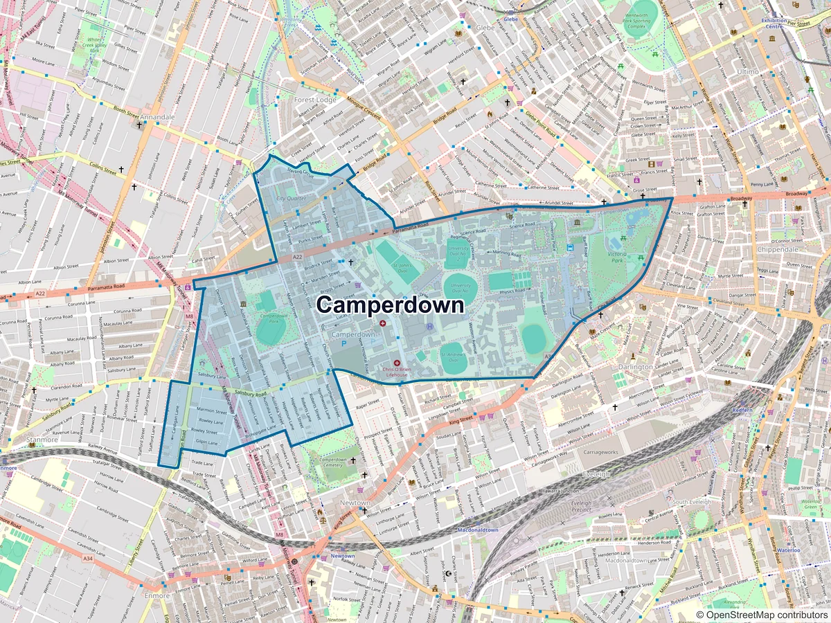 Map of Camperdown, NSW, Australia