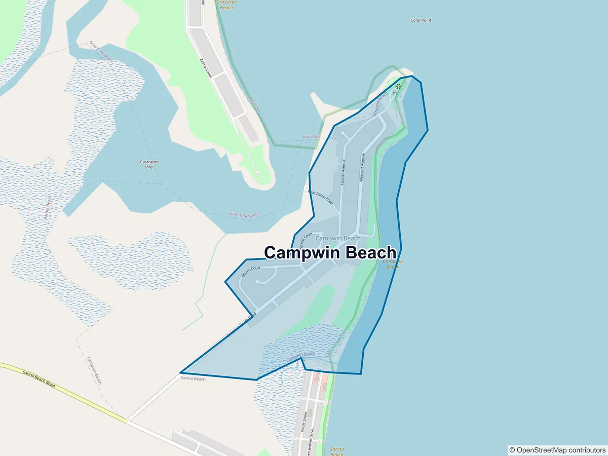 Map of Campwin Beach, QLD, Australia
