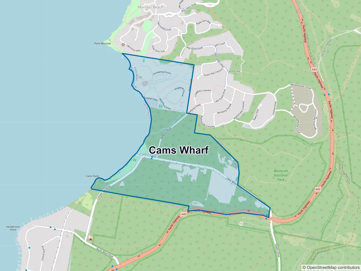 Map of Cams Wharf, NSW, Australia