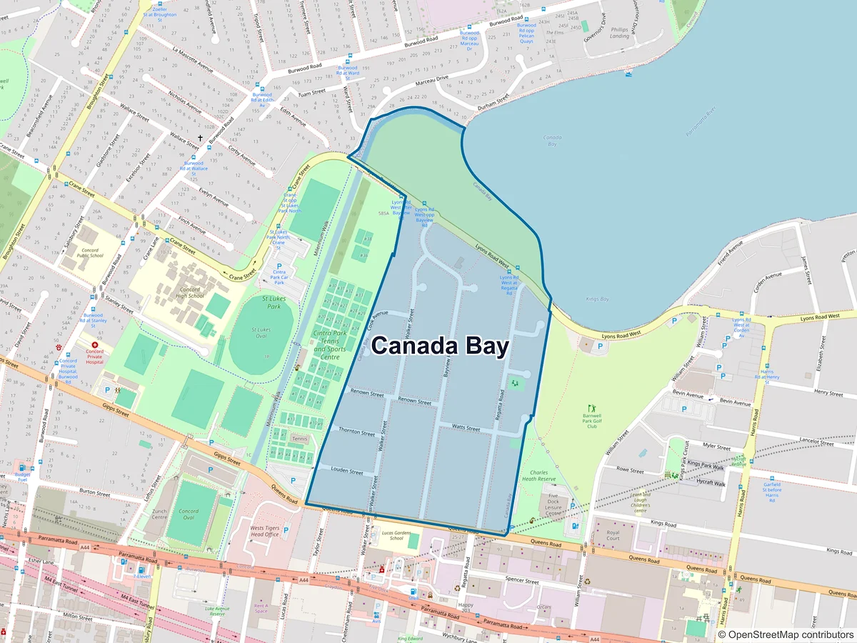 Map of Canada Bay, NSW, Australia
