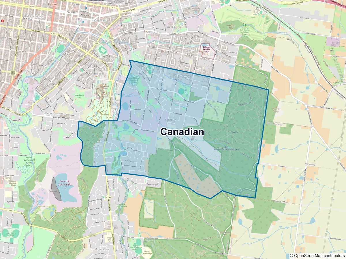 Map of Canadian, VIC, Australia