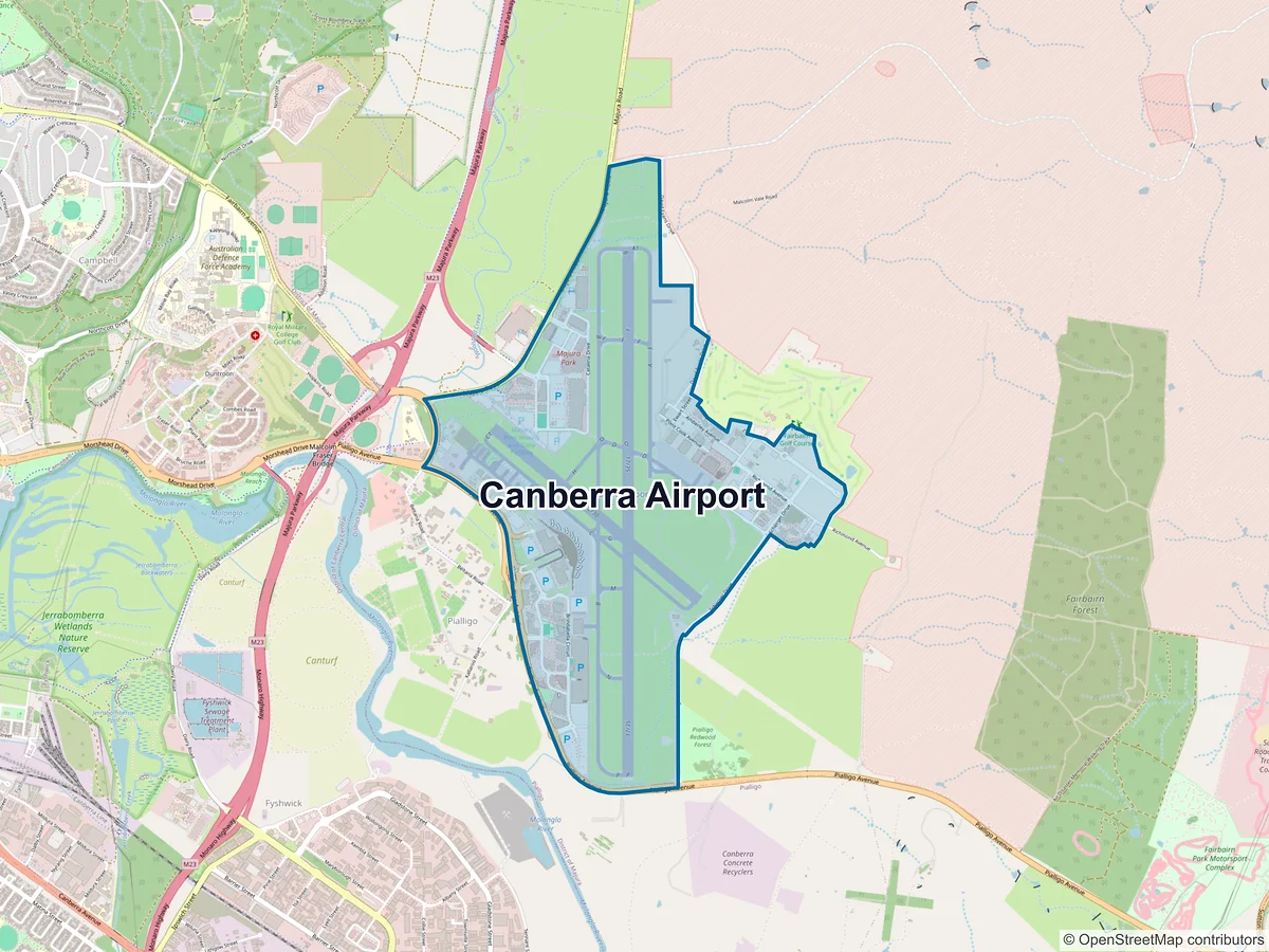 Map of Canberra Airport, ACT, Australia