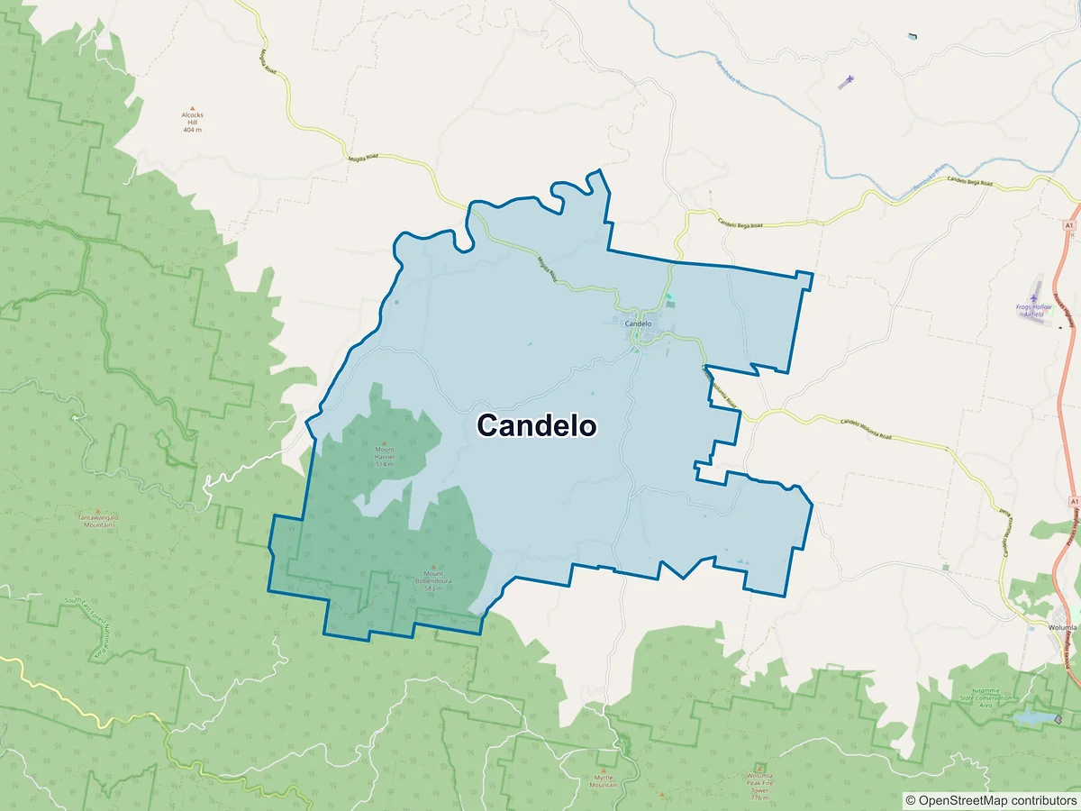 Map of Candelo, NSW, Australia