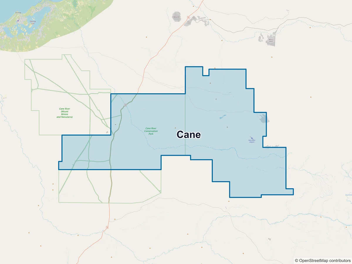 Map of Cane, WA, Australia