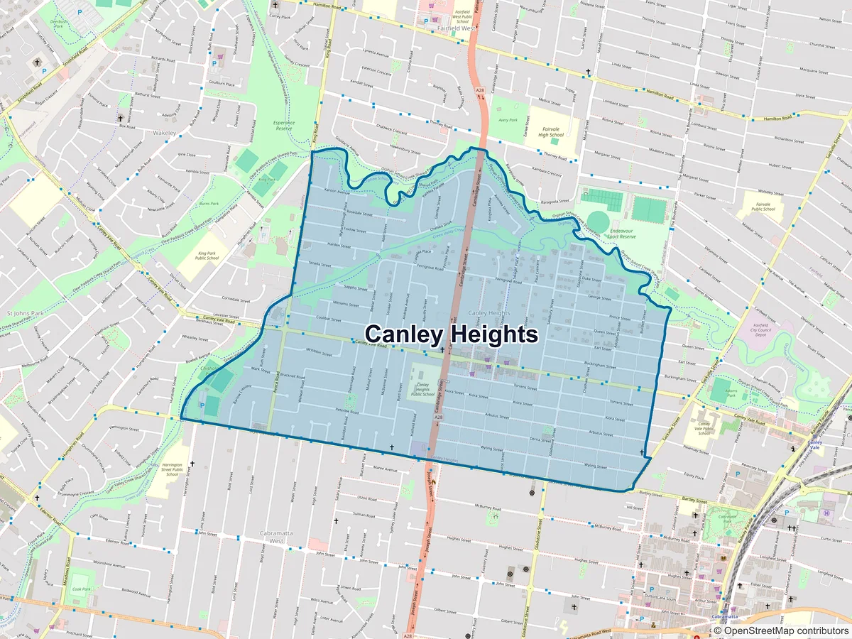 Map of Canley Heights, NSW, Australia
