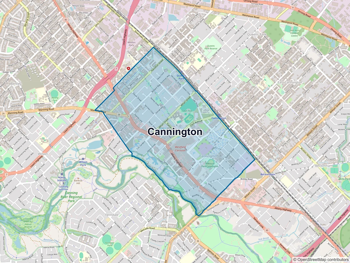 Map of Cannington, WA, Australia