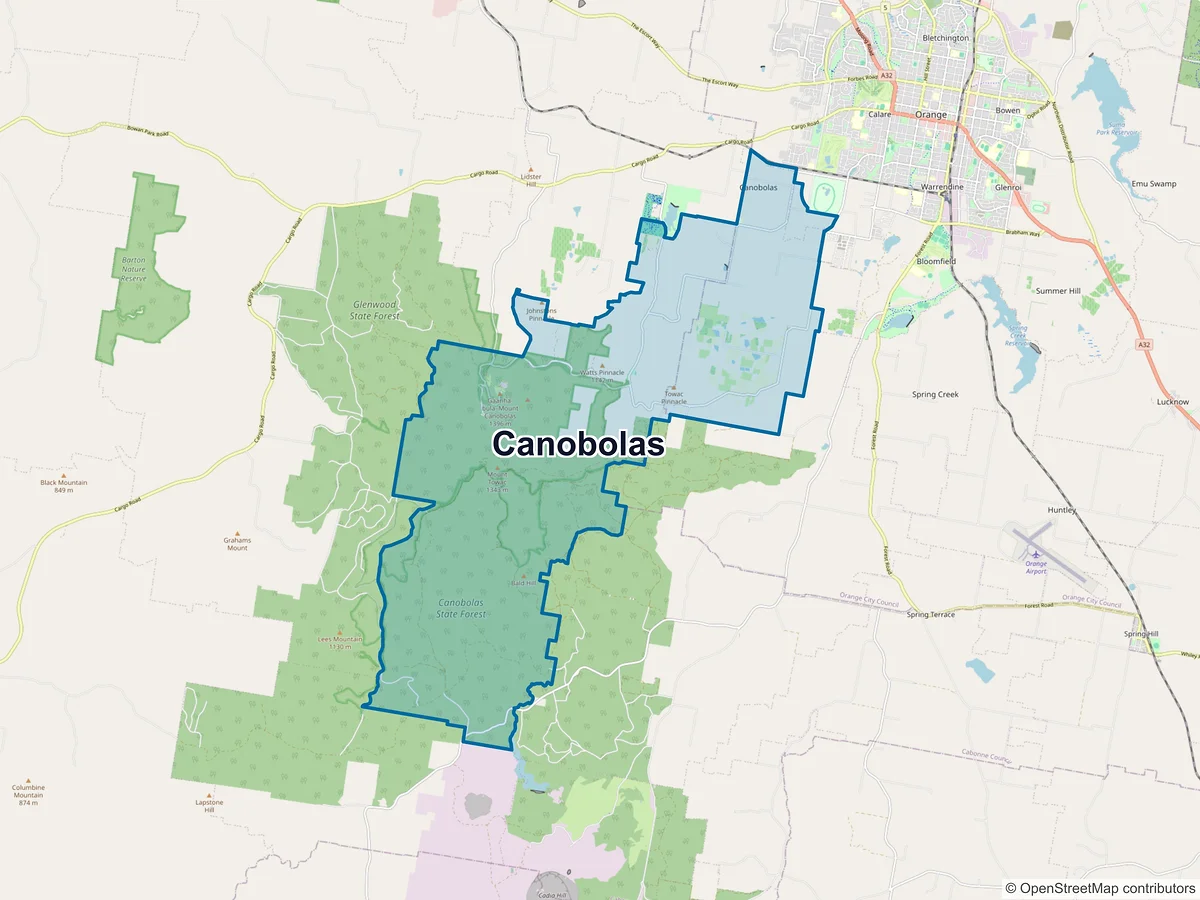 Map of Canobolas, NSW, Australia