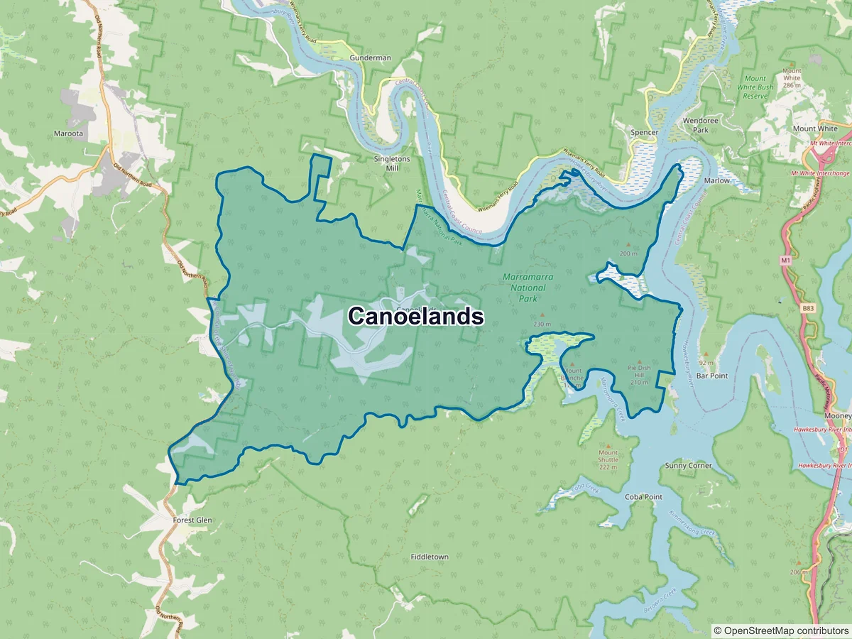 Map of Canoelands, NSW, Australia
