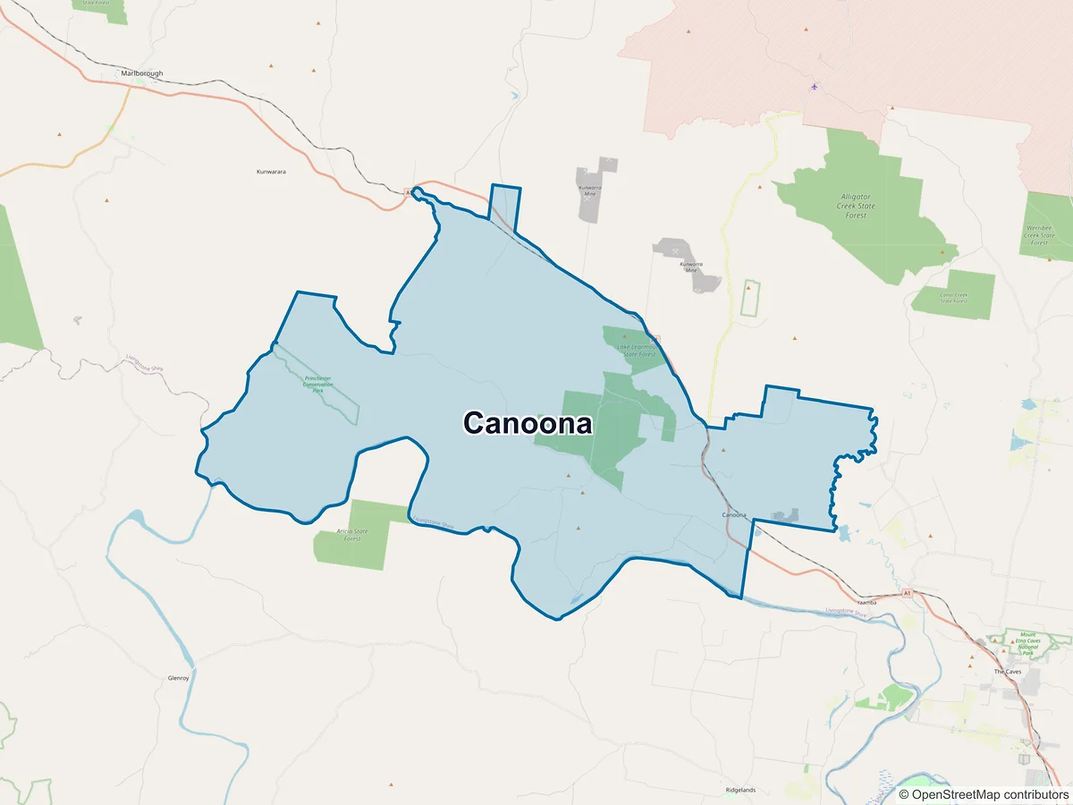 Map of Canoona, QLD, Australia
