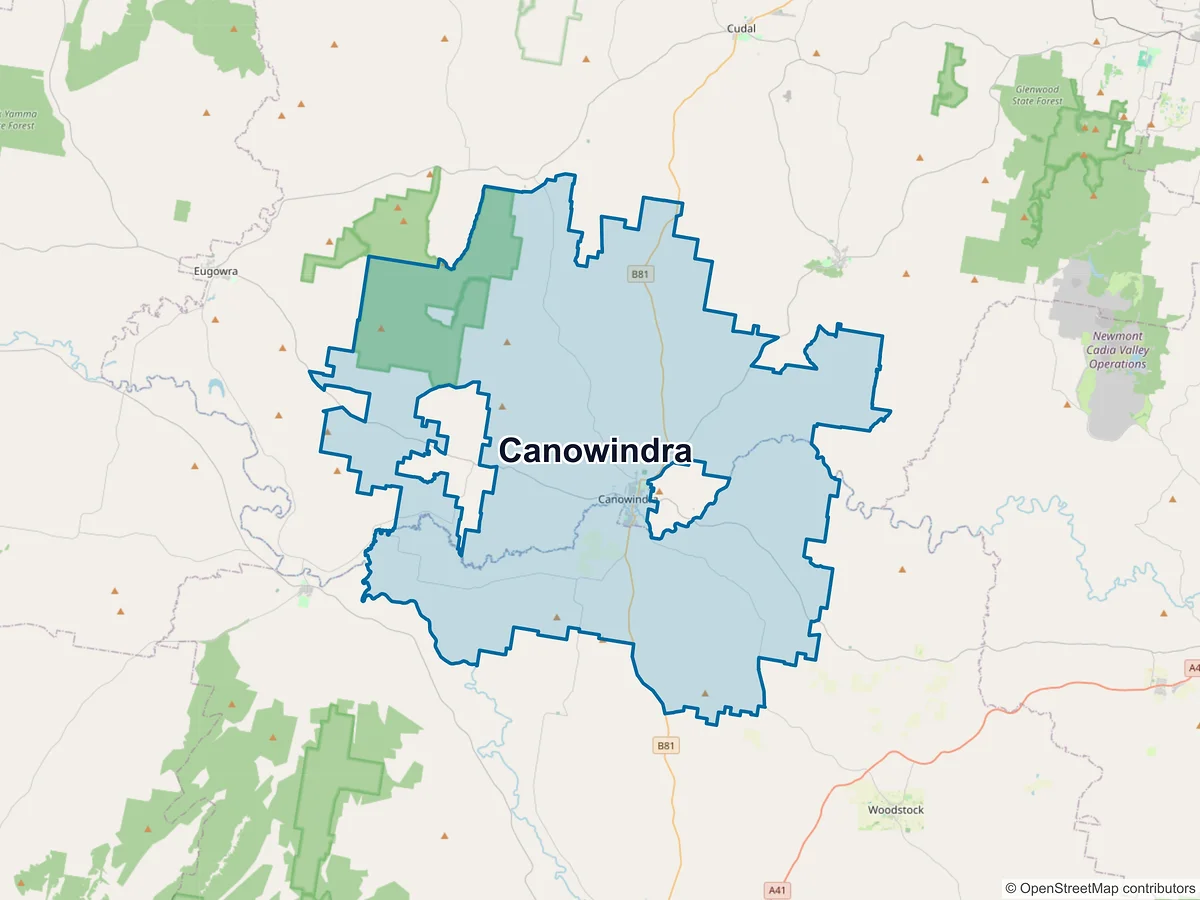 Map of Canowindra, NSW, Australia