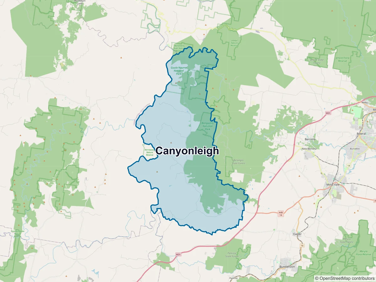 Map of Canyonleigh, NSW, Australia