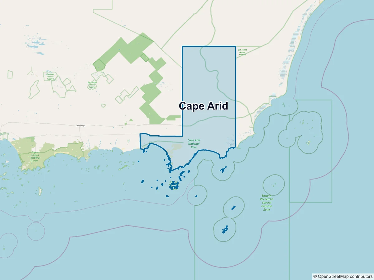 Map of Cape Arid, WA, Australia