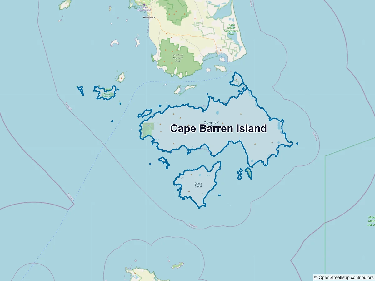 Map of Cape Barren Island, TAS, Australia
