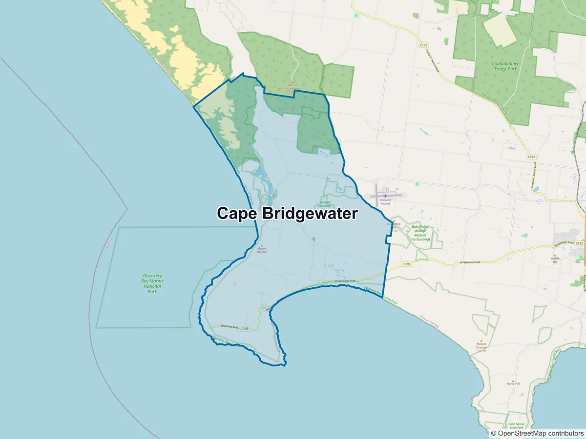 Map of Cape Bridgewater, VIC, Australia