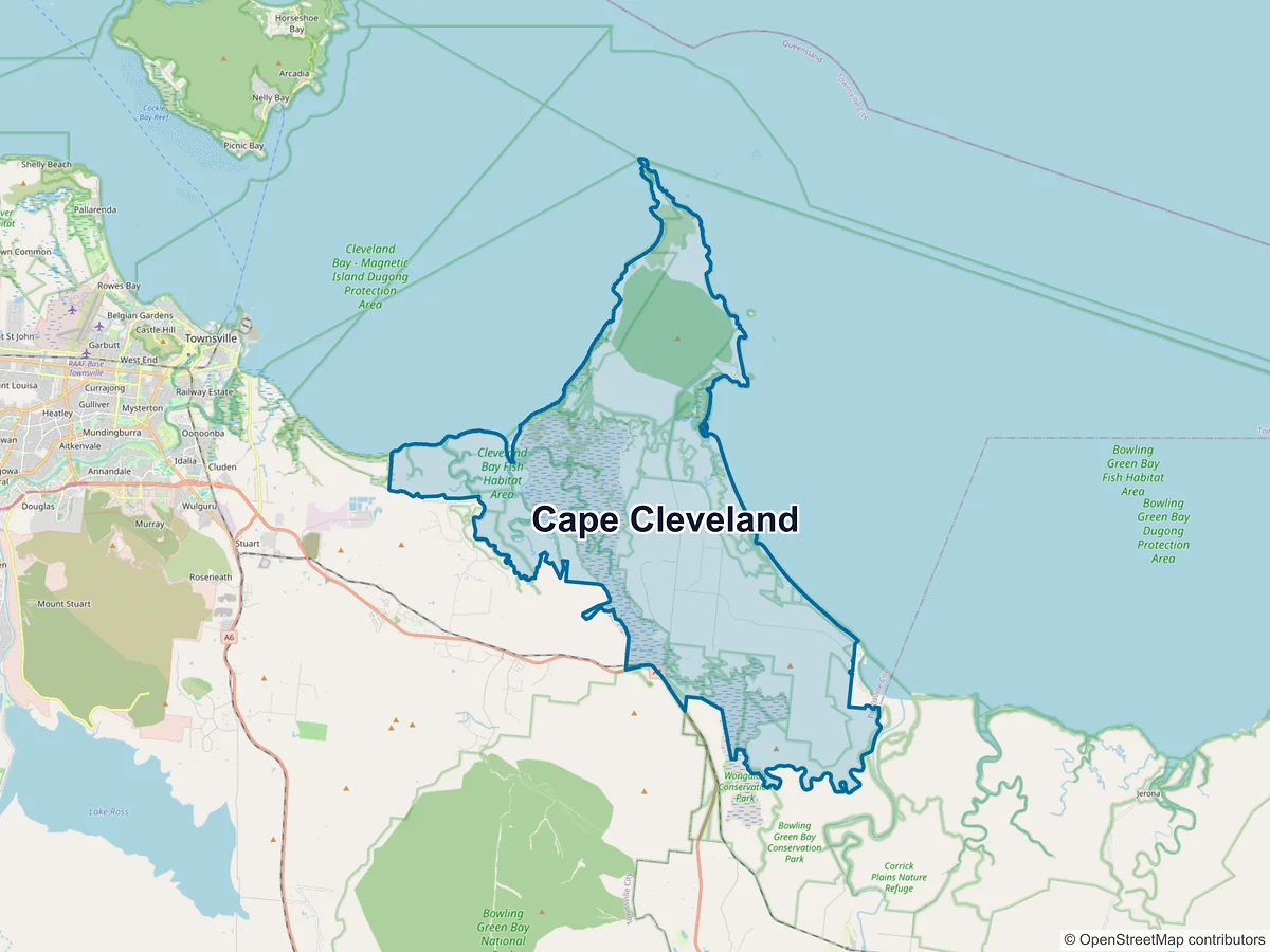 Map of Cape Cleveland, QLD, Australia