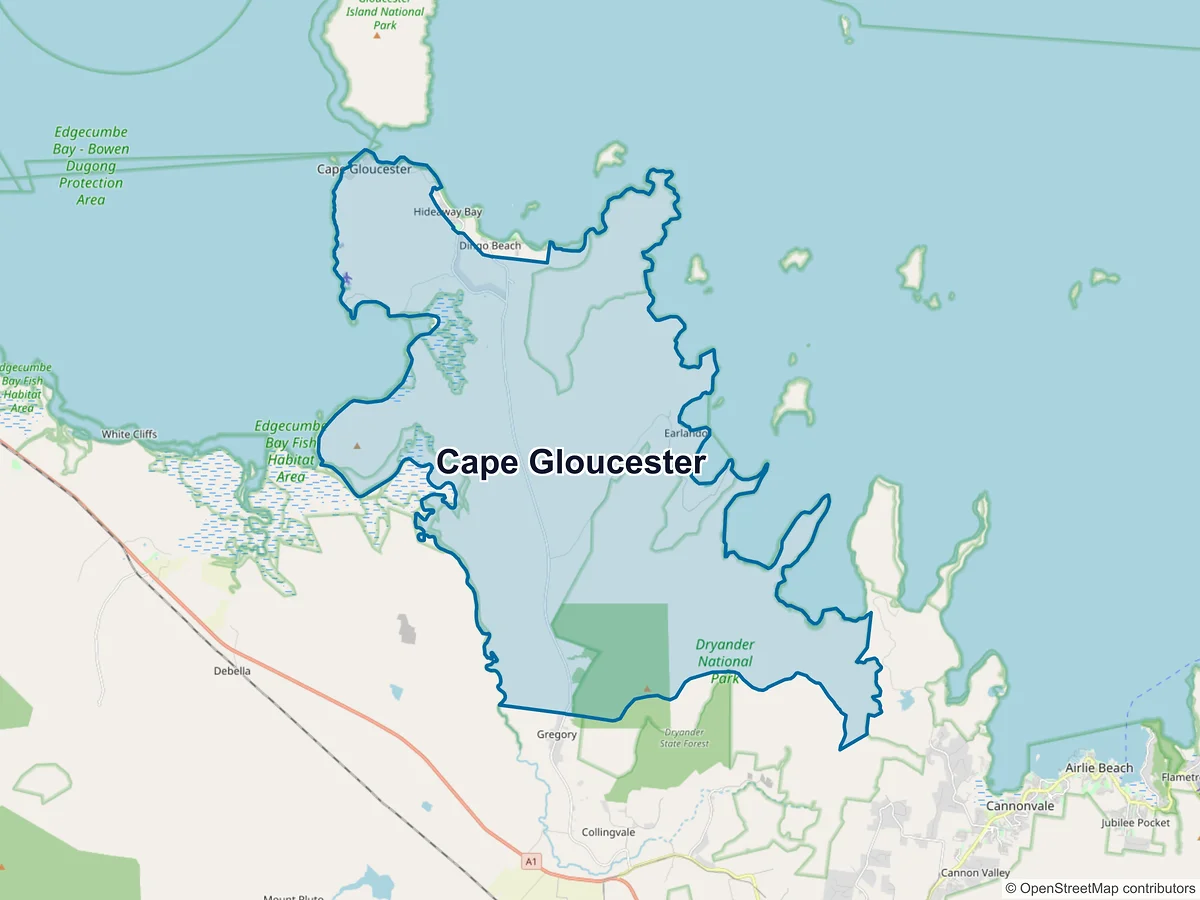 Map of Cape Gloucester, QLD, Australia