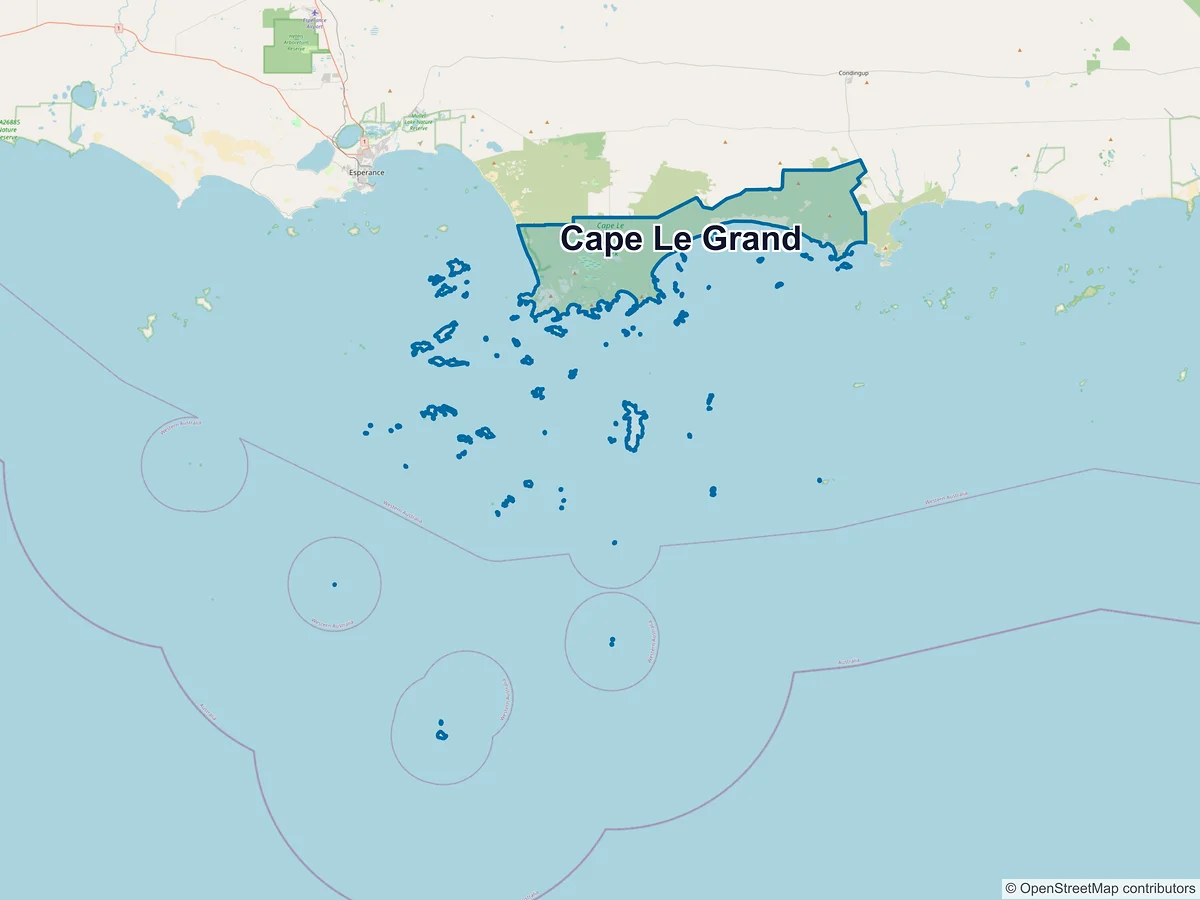 Map of Cape Le Grand, WA, Australia