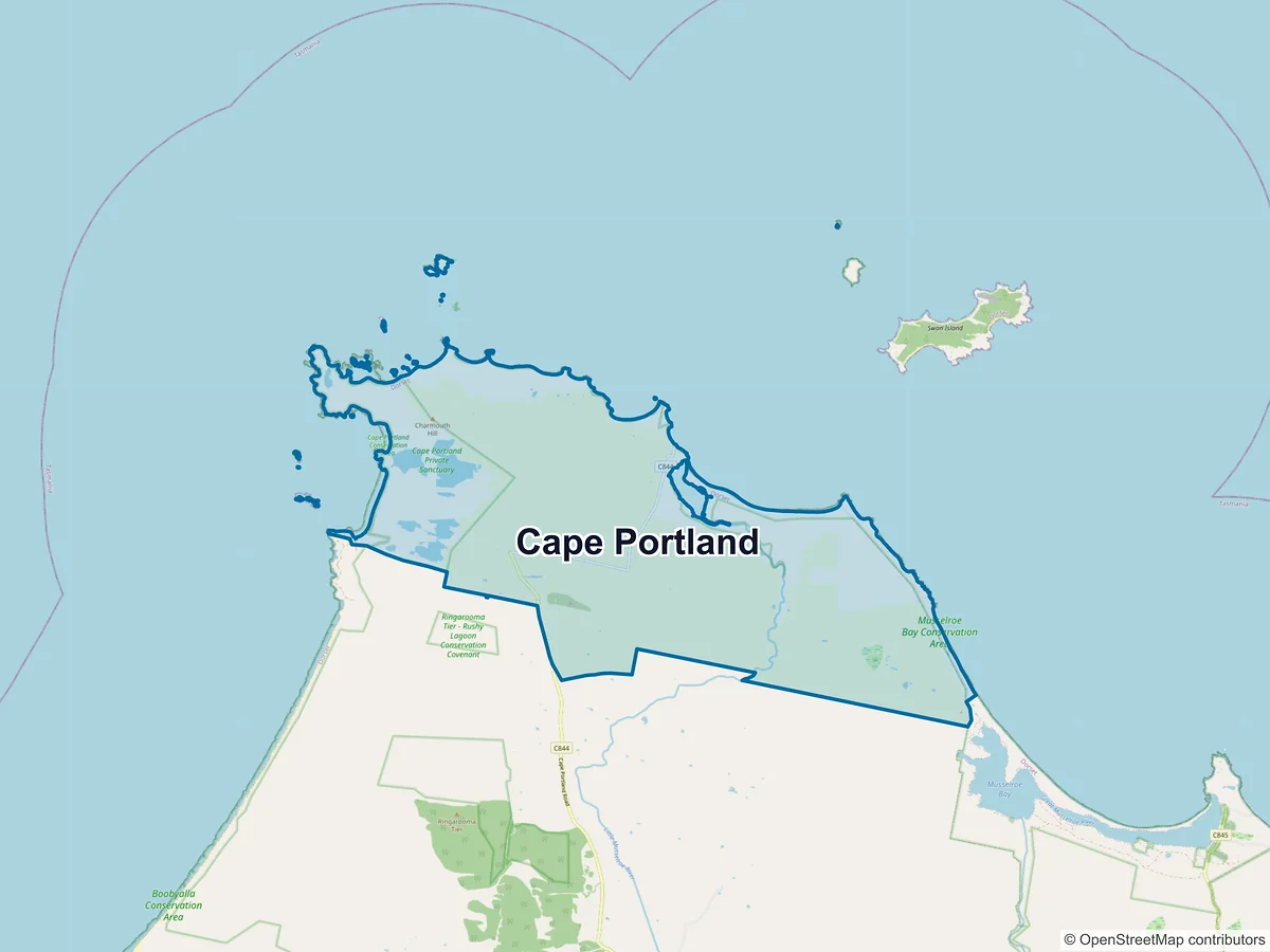 Map of Cape Portland, TAS, Australia