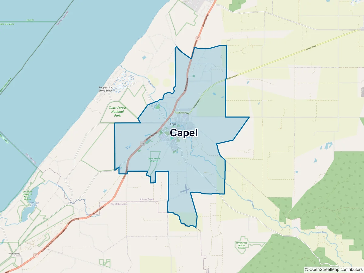Map of Capel, WA, Australia