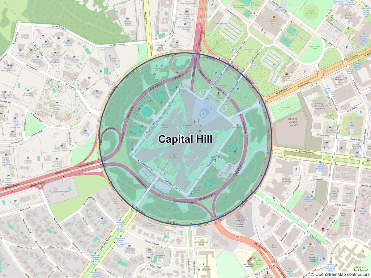 Map of Capital Hill, ACT, Australia