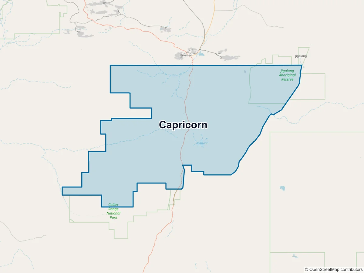 Map of Capricorn, WA, Australia