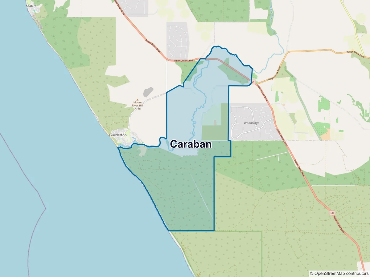 Map of Caraban, WA, Australia