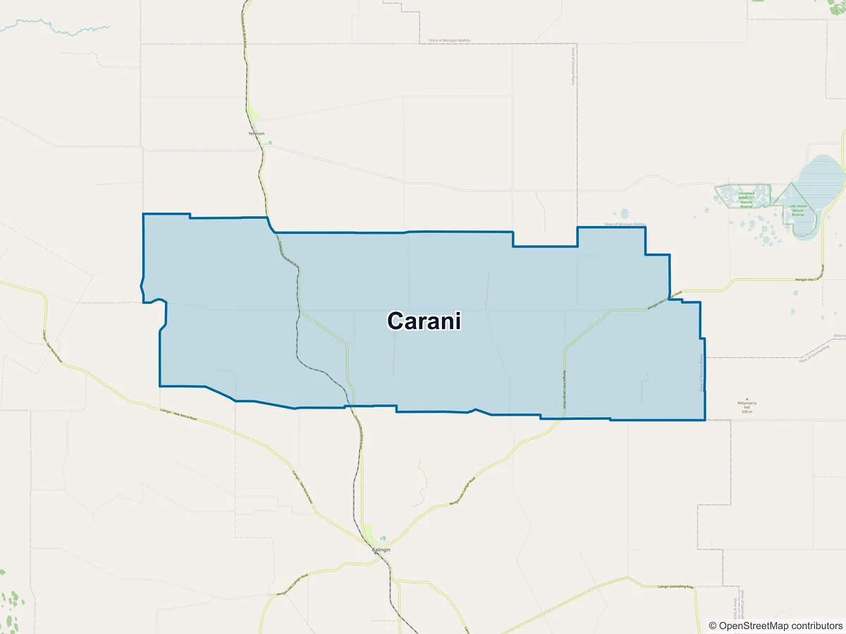 Map of Carani, WA, Australia