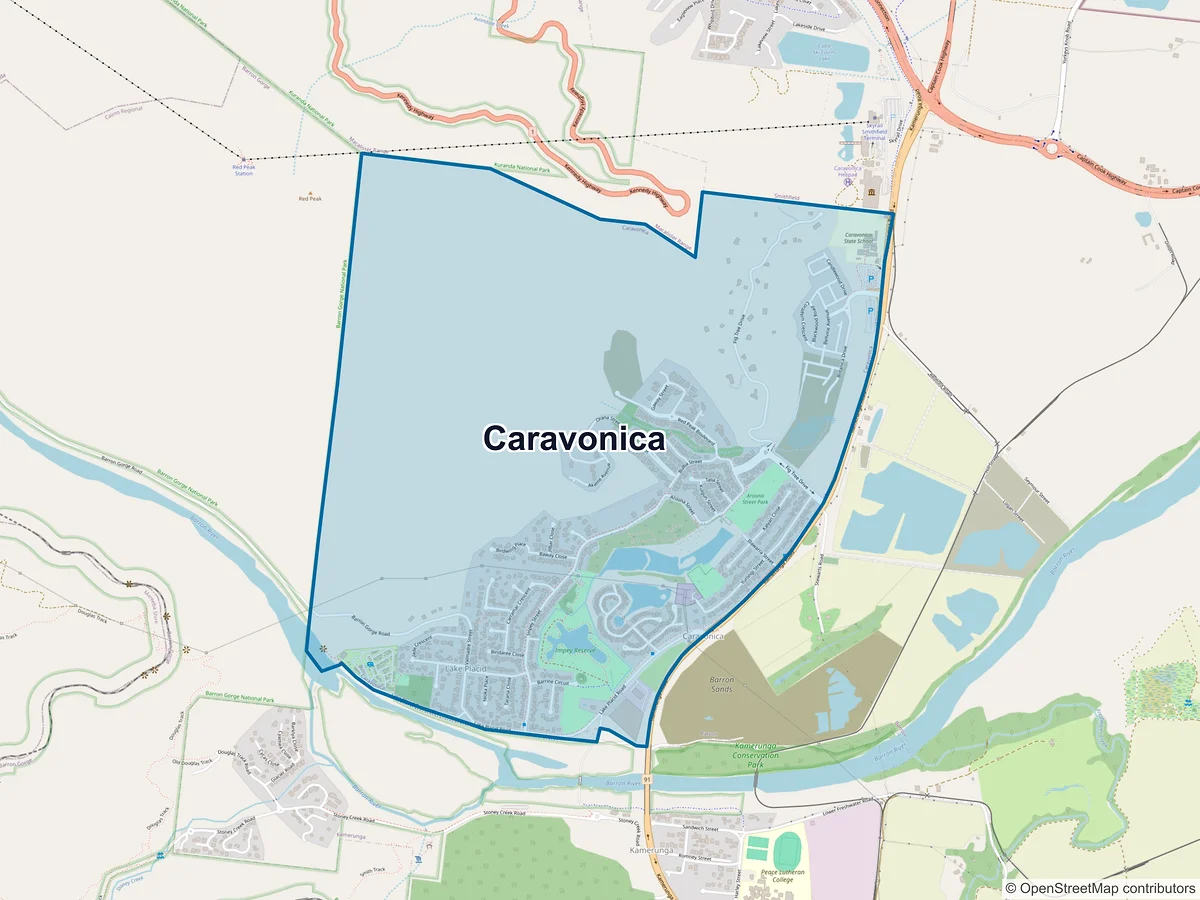 Map of Caravonica, QLD, Australia