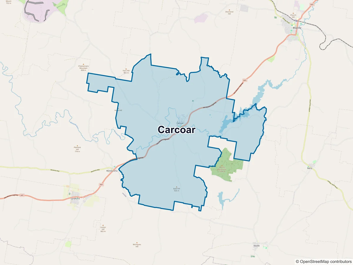 Map of Carcoar, NSW, Australia