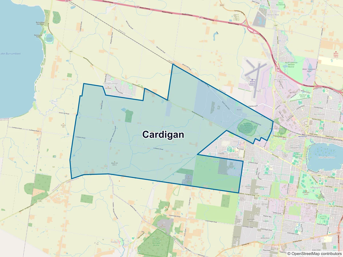 Map of Cardigan, VIC, Australia