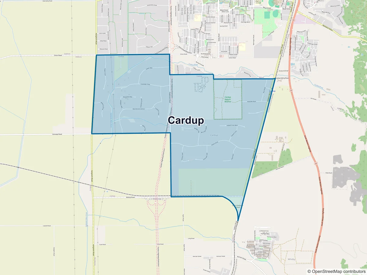 Map of Cardup, WA, Australia