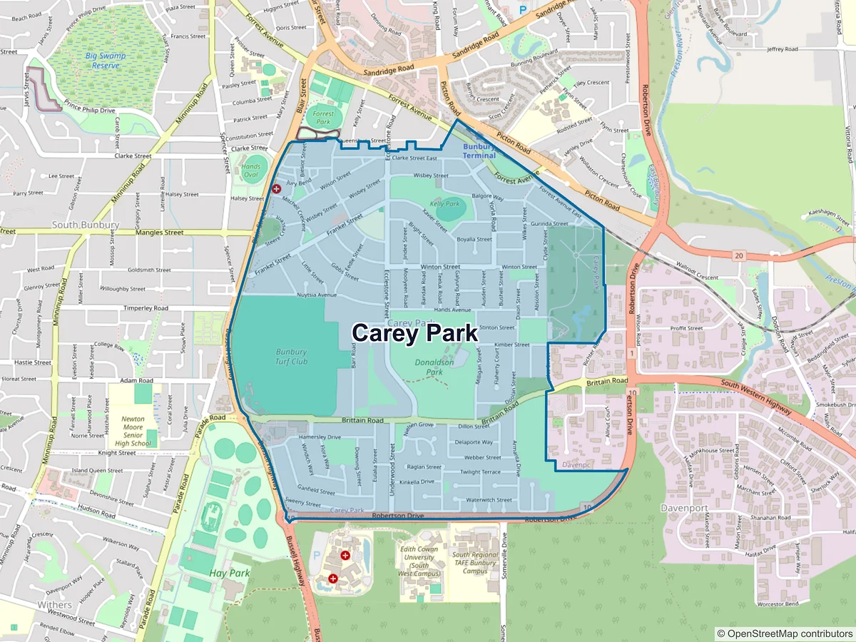 Map of Carey Park, WA, Australia