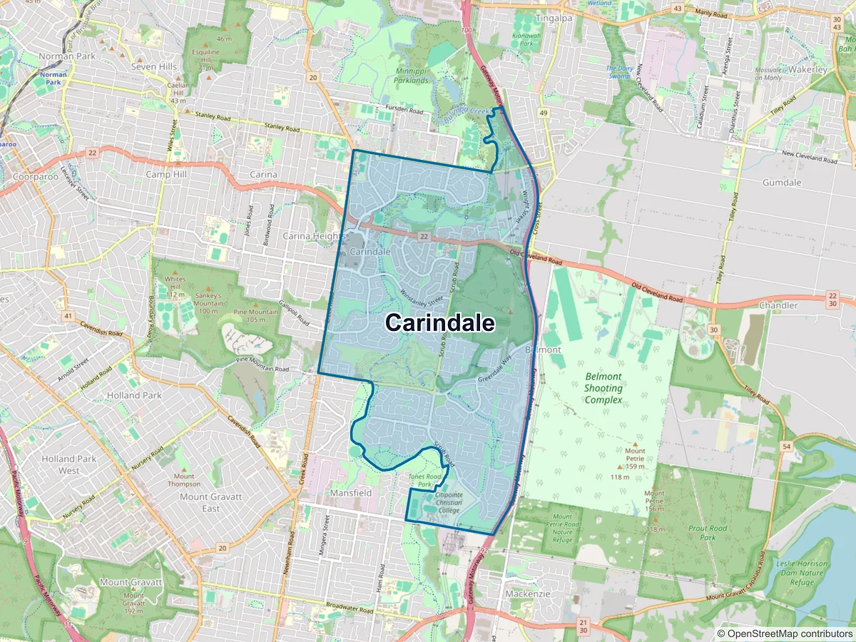 Map of Carindale, QLD, Australia