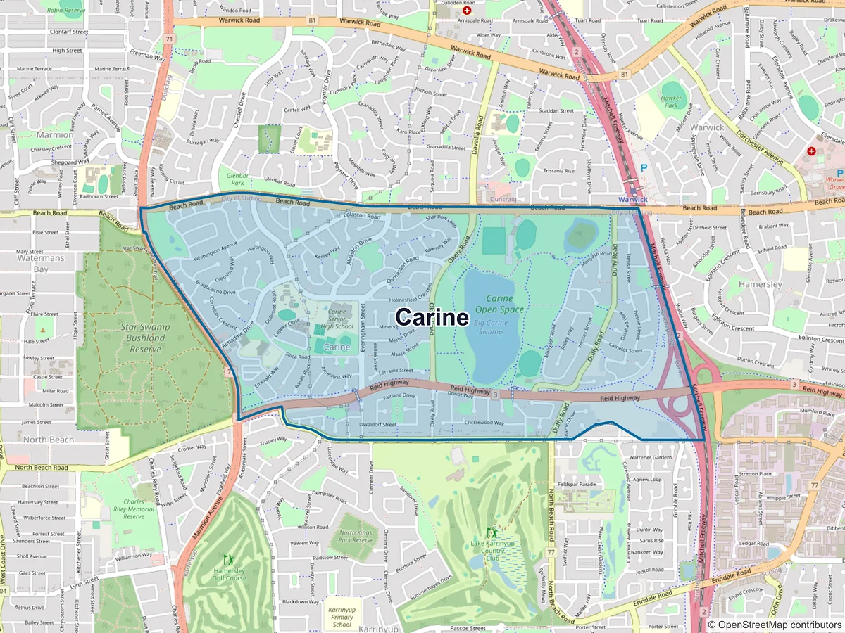 Map of Carine, WA, Australia