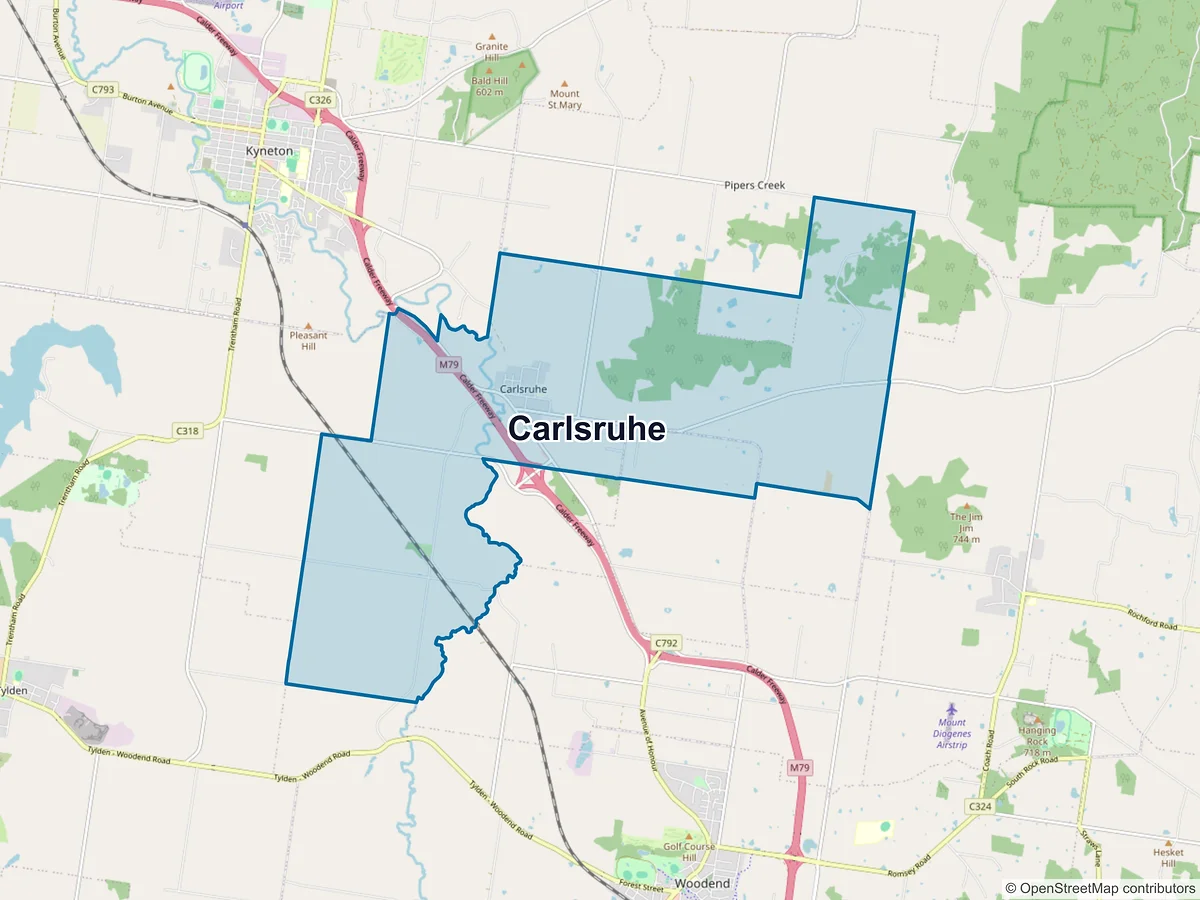 Map of Carlsruhe, VIC, Australia