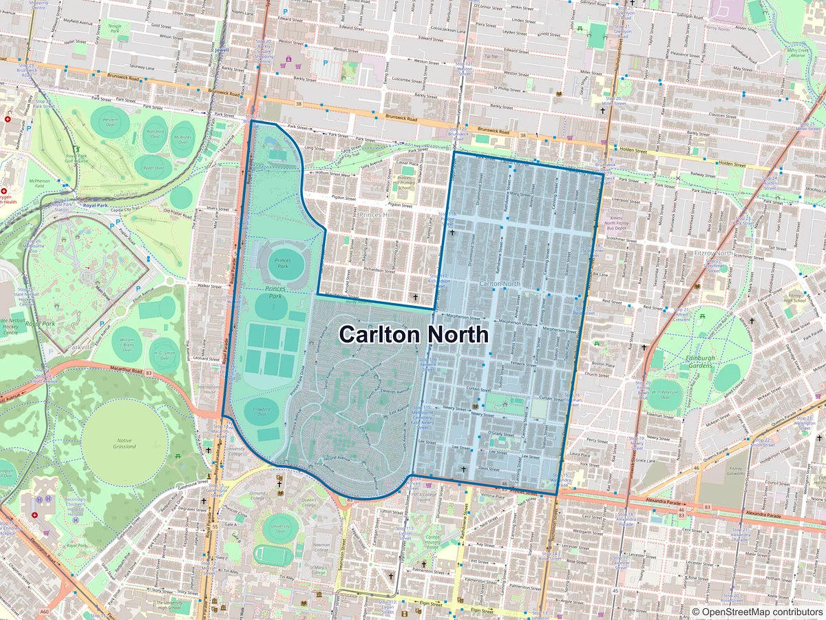 Map of Carlton North, VIC, Australia