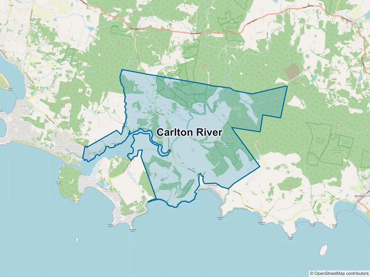 Map of Carlton River, TAS, Australia